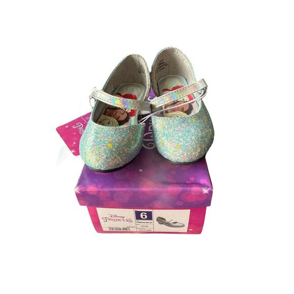 Disney Toddler Girls' Silver Glittery Disney Princess Ballet Flats Size 6 - Picture 4 of 9